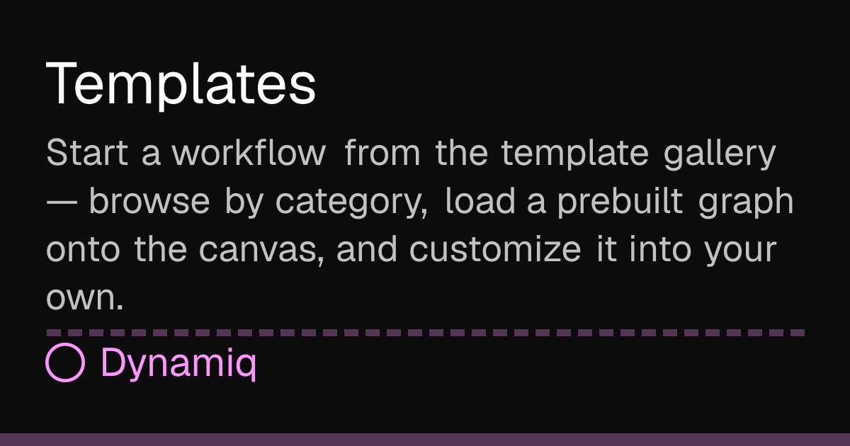 Templates | Dynamiq Docs