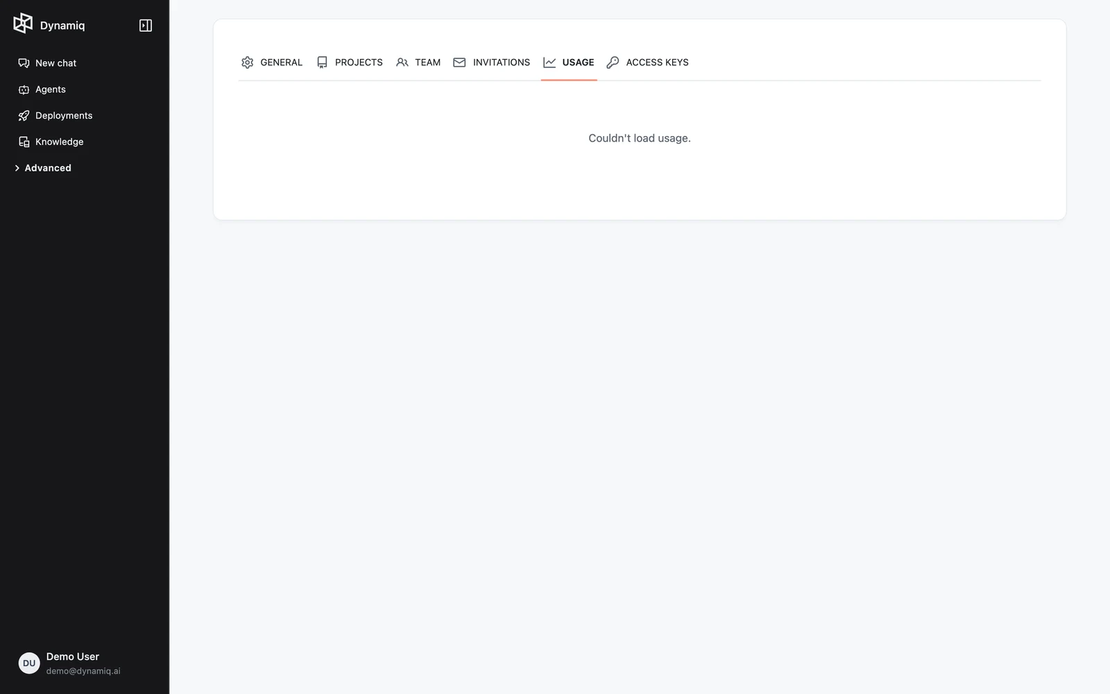 The Usage tab showing the plan label and the Total resource limits and Monthly usage limits sections with progress bars
